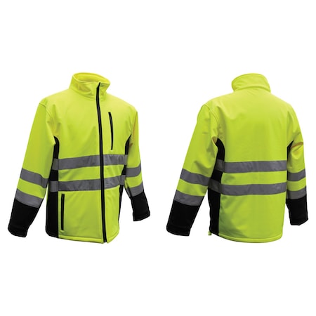 Boss Hi-Vis Rain Jacket, Polyester, Hi-Vis Yellow, 2XL 3SS70002X